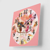 Horloge Carrée 2 owls en love (Angle)