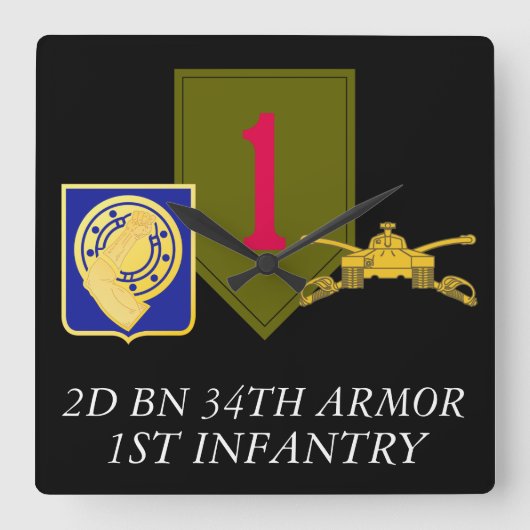 HORLOGE CARRÉE 2D BN 34TH ARMOR 1ST INFANTRY CLOCK (Recto)
