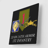 HORLOGE CARRÉE 2D BN 34TH ARMOR 1ST INFANTRY CLOCK (Angle)
