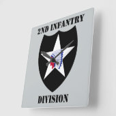 Horloge Carrée 2e Division d'infanterie avec texte (Angle)