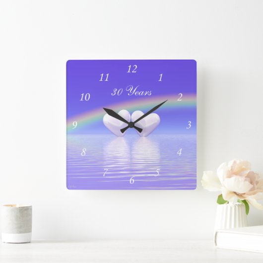 Horloge Carrée 30e anniversaire Pearl Hearts (Maison)