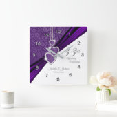 Horloge Carrée 33e Anniversaire du Mariage Améthyste Purple Keeps (Maison)