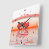 Horloge Carrée 35e anniversaire Cœurs de corail (Angle)