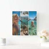 Horloge Carrée 3 Bandes Verticales Longues Photo Boho (Maison)