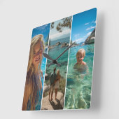 Horloge Carrée 3 Bandes Verticales Longues Photo Boho (Angle)