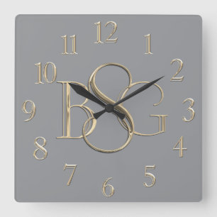 Horloge Carrée 3 Monogramme initial N'importe quel Arrière - plan