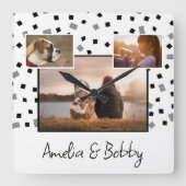 Horloge Carrée 3 Photo Collage moderne Noir blanc Noël (Recto)