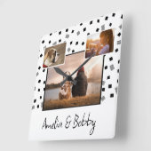 Horloge Carrée 3 Photo Collage moderne Noir blanc Noël (Angle)