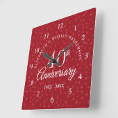 Horloge Carrée 40 ans Rubis Cœurs (Angle)