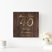 Horloge Carrée 40e anniversaire de mariage Noces de rubis Parents (Maison)