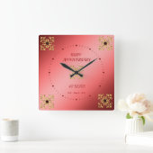 Horloge Carrée 40e anniversaire du Mariage de Ruby (Maison)