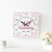 Horloge Carrée 40e Anniversary Ruby Hearts (Maison)
