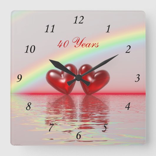 Horloge Carrée 40e Anniversary Ruby Hearts (Recto)