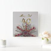 Horloge Carrée 40e Wedding Anniversary Ruby Wedding Parents (Maison)