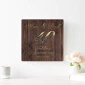 Horloge Carrée 40e Wedding Anniversary Ruby Wedding Parents (Maison)