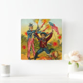 Horloge Carrée 4 juillet vintage (Maison)