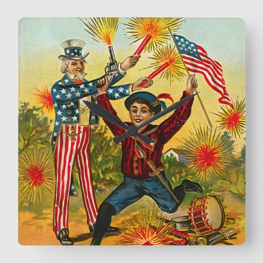 Horloge Carrée 4 juillet vintage (Recto)