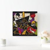 Horloge Carrée 4 Mur sport (Maison)