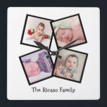 Horloge Carrée 4 Photo Collage Personalized<br><div class="desc">4 Photo Collage Personalized Template wall clock ...  simply add your own photographis and text to this great wall clock ...  easy to personalize ...  customizable photo clock from Ricaso - perfect gift-ideas</div>