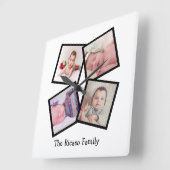 Horloge Carrée 4 Photo Collage Personalized (Angle)