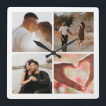 Horloge Carrée 4 Photo personnalisée Collage personnalisé<br><div class="desc">Create a Custom Photo Collage unique customized personalized 4 Photo clock from Ricaso</div>