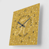 Horloge Carrée 50e anniversaire de Mariage Gold Hearts Confetti (Angle)