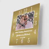 Horloge Carrée 50e Golden Wedding Anniversary (Angle)