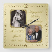Horloge Carrée 50e Golden Wedding Anniversary Photo Wall Clock (Recto)
