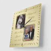 Horloge Carrée 50e Golden Wedding Anniversary Photo Wall Clock (Angle)