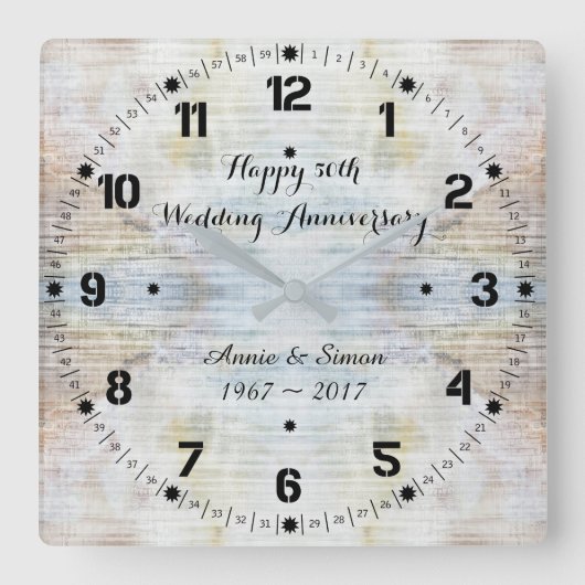 Horloge Carrée 50e Wedding Anniversary Marble (Recto)