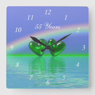 Horloge Carrée 55th Anniversary Emerald Hearts