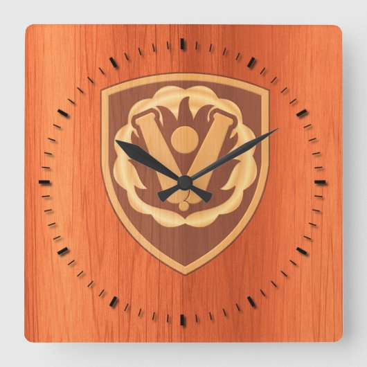 Horloge Carrée 59e brigade d'artillerie Patch - inlay en bois de  (Recto)