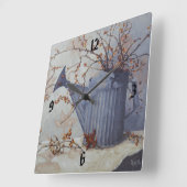Horloge Carrée 6033 Bittersweet in Watering Can on Quilt Clock (Angle)