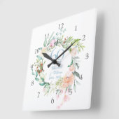 Horloge Carrée 60e / 75e anniversaire de Mariage Roses Garland (Angle)