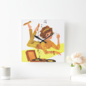 Horloge Carrée 60's music girl (Maison)