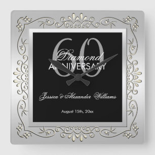 Horloge Carrée 60th Wedding Anniversary