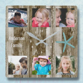 Horloge Carrée 6 Photo Collage Beach Plank