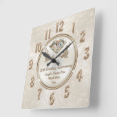 Horloge Carrée 70e anniversaire de Mariage Cadeaux pour grands-pa (Angle)