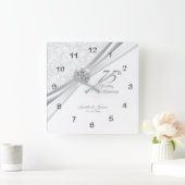 Horloge Carrée 75e ou 60e anniversaire de Mariage diamant Keepsak (Maison)