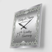 Horloge Carrée 75e Wedding Anniversary (Angle)