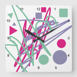 Horloge Carrée 80s quatre-vingts couleurs vintages splash medley 