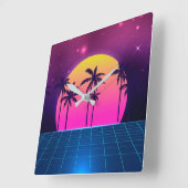 Horloge Carrée 80's Style Retro Futuristic Wall Clock (Angle)