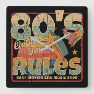 Horloge Carrée 80s vintage temps d'origine affligé T-Shirt