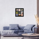 Horloge Carrée 80th birthday custom photo collage family black<br><div class="desc">A wall clock as a gift for a 80th birthday for a guy,  celebrating his life with a collage of 8 of your own photos. Personalize and add age 80,  et a date. Rendez-vous de Birth ou the date of the anniversary. White colored letters. Black background.</div>