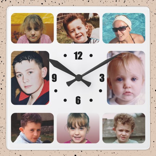 Horloge Carrée 8 photo black white