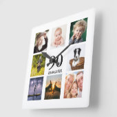 Horloge Carrée 90e anniversaire photo collage mec (Angle)