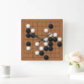 Horloge Carrée 9x9 Go Board avec pierres (marron) (Maison)