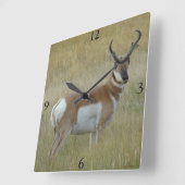 Horloge Carrée A1 Pronghorn Antelope Big Buck (Angle)