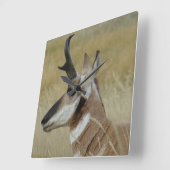 Horloge Carrée A4 Pronghorn Antelope Head Shot Profile (Angle)