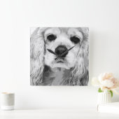 Horloge Carrée A black and white american cocker spaniel (Maison)